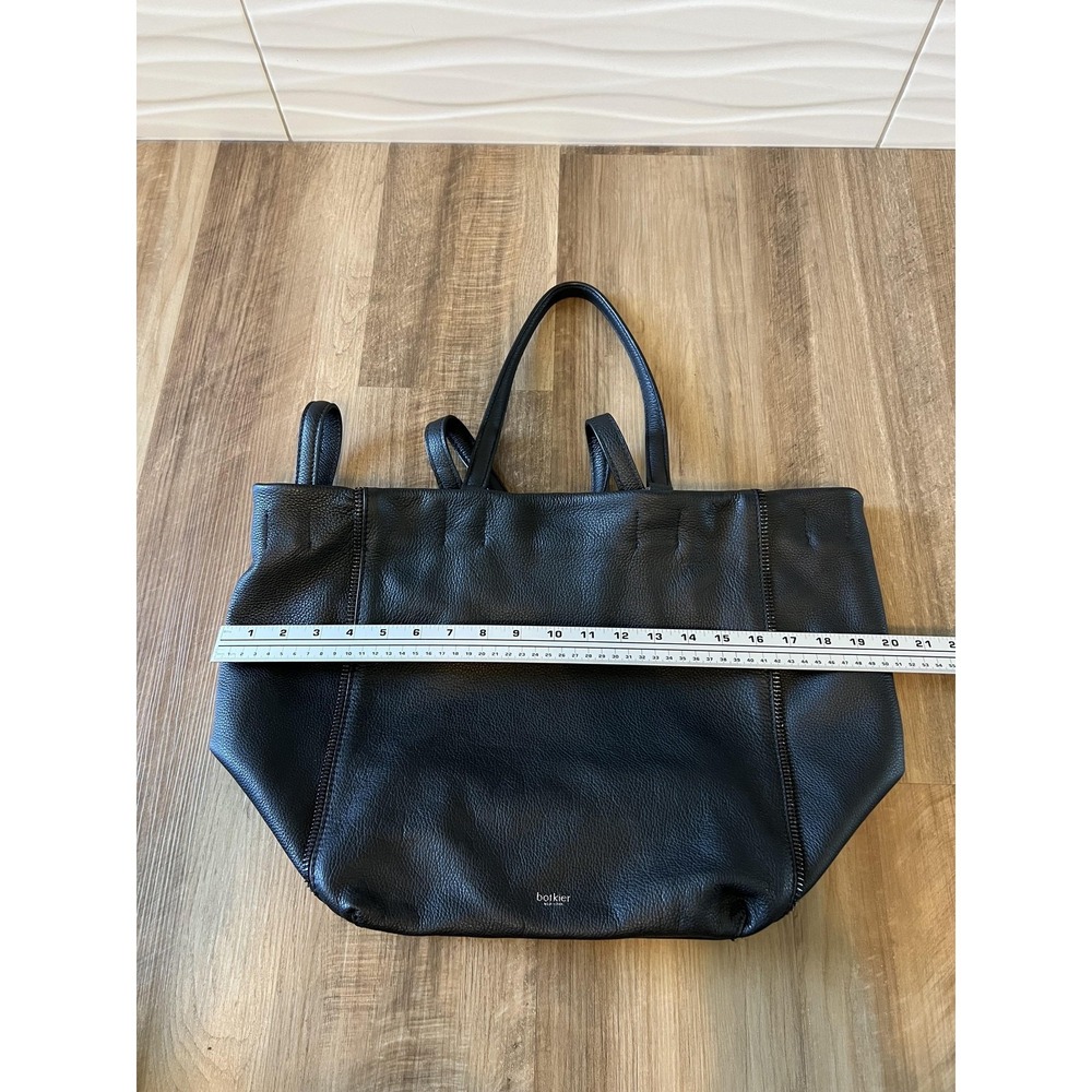 Botkier New York Tote Bag Black Pebbled Leather Strap Zip Accent Purse Large - Picture 7 of 10